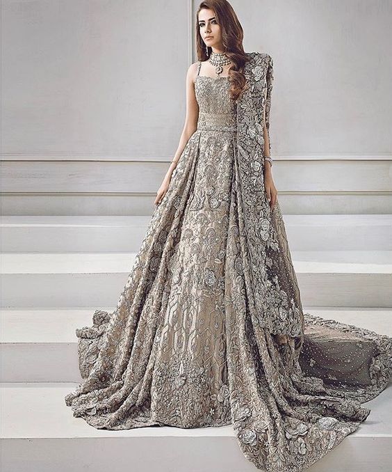 Silver walima outlet dress