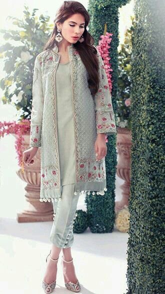 Jacket style sale dresses pakistani 2018