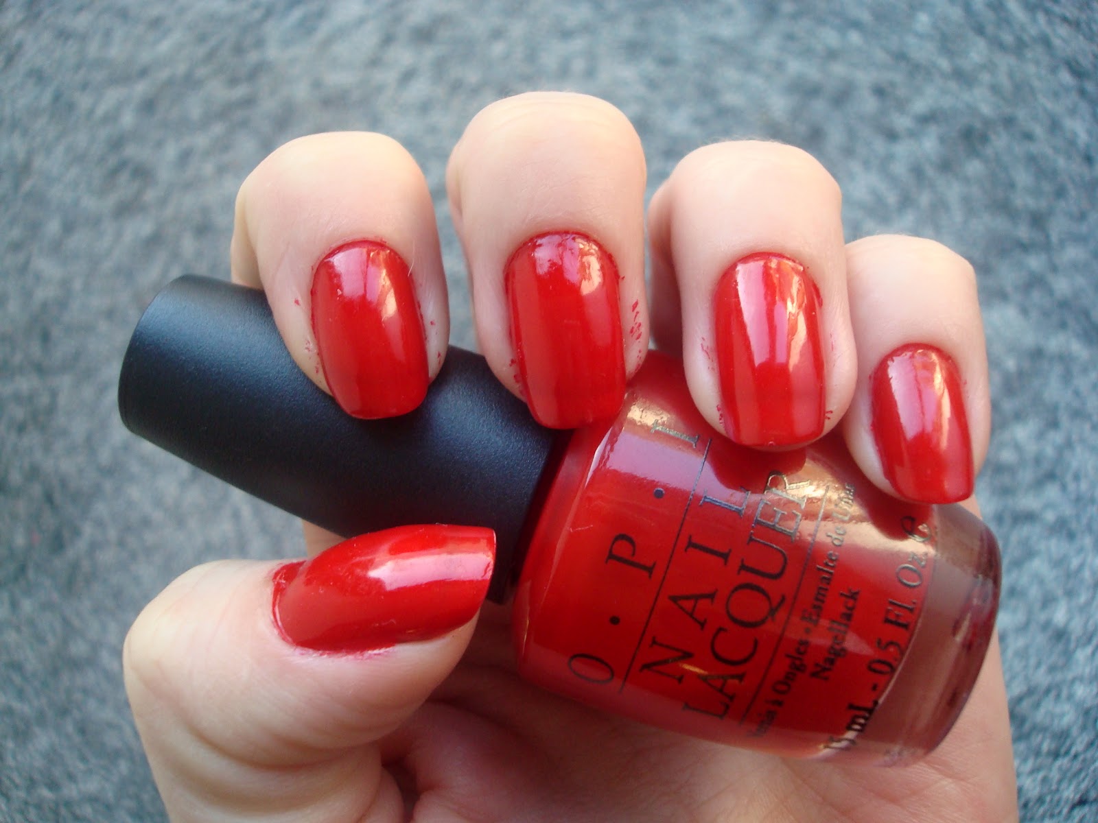 The best red nail polish on the planet! OPI “Big Apple Red”. Compliments  all skin tones!